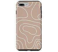 Modern Line Art Abstract Circles Pattern Beige Light Brown Carcasa para iPhone 7 Plus/8 Plus