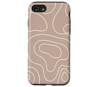 Modern Line Art Abstract Circles Pattern Beige Light Brown Carcasa para iPhone SE (2020) / 7/8
