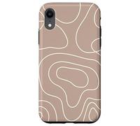 Modern Line Art Abstract Circles Pattern Beige Light Brown Carcasa para iPhone XR