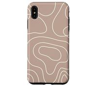 Modern Line Art Abstract Circles Pattern Beige Light Brown Carcasa para iPhone XS MAX