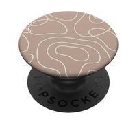 Modern Line Art Abstract Circles Pattern Beige Light Brown PopSockets PopGrip Adhesivo