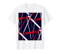 Modern Line Urban Geometry Azul Blanco Rojo Camiseta gráfica económica, Hombre, Blanco, XL