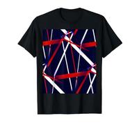 Modern Line Urban Geometry Azul Blanco Rojo Camiseta gráfica económica, Hombre, Negro, XL