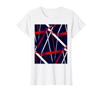 Modern Line Urban Geometry Azul Blanco Rojo Camiseta gráfica económica, Mujer, Blanco, M