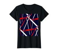 Modern Line Urban Geometry Azul Blanco Rojo Camiseta gráfica económica, Mujer, Negro, S