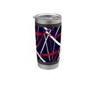 Modern Line Urban Geometry Azul Blanco Rojo Vaso térmico de acero inoxidable de doble pared