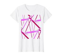 Modern Line Urban Geometry Magenta-Rosa Camiseta gráfica económica, Mujer, Blanco, XS