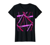 Modern Line Urban Geometry Magenta-Rosa Camiseta gráfica económica, Mujer, Negro, L