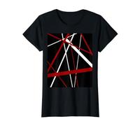 Modern Line Urban Geometry Negro Blanco Rojo Camiseta gráfica económica, Mujer, Negro, XS