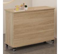 Modern Mall - Escritorio de recepción con cajón con cerradura y ruedas y acabado blanco y natural, 120 cm