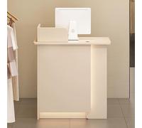 Modern Mall - Mesa de recepción de pie con luz LED y cajón con cerradura para el vestíbulo (beige, 120 cm x 120 cm)