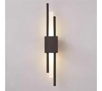 Modern Metal Base Double Tube Wall Sconce Nordic Acrylic Shade Iron Art Strip Wall Lamp Minimalist Warm Soft Glow Wall Light for Bedside Hallway Doorway Bedroom Corridor(Dark)/K