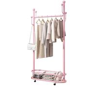 Modern Metal Coat Rack on Wheels Industrial Hall Tree with Hooks & Solid Storage Basket Stylish Clothes Rail for Entryway Bedroom 60/80/100CMx30CMx174CM