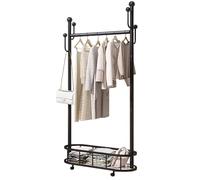 Modern Metal Coat Rack on Wheels with Hooks & Solid Storage Basket Industrial Hall Tree for Entryway Stylish Clothes Rails for Bedroom Available in 60/80/100CM Sizes