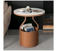 Modern Metal End Side Table, Corner Coffee Table with Storage Basket,Multifunctional Accent Table Nightstand for Small Space Bedroom Office Living Room Couch Study(Maple Orange)