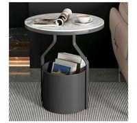 Modern Metal End Side Table, Corner Coffee Table with Storage Basket,Multifunctional Accent Table Nightstand for Small Space Bedroom Office Living Room Couch Study(Black)