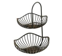 Modern Metal Fruit Basket - Black Countertop Tiered, Storage Organizer For Kitchen Counter | Pantry Living Room Garlic Ginger Onions Snacks Vegetables Bread Use, Kitchen Fruit Holder, Countertop Baske