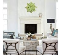 Modern Metal Round Wall Decor, Metal Wall Art Home Crafts Art Ornament Plant Wall Wall Stickers Modern Three-Dimensional Sofa Background Wall, 38x38cm/15x15Inch(Green)