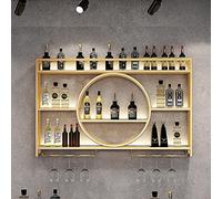 Modern Metal Wall Mounted Wine Display Rack, Bar Unit Floating Shelves, Wall-Mounted Wine Racks, Glass Rack Iron Display Stand Wine Holder with Shelves, For Restaurant, Bars