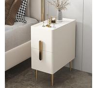 Modern Minimalist Narrow Nightstand with 2 Drawers Slim Bedside Table for Small Spaces Ideal for Bedroom Living Room Bathroom Balcony Large Size (Bianco)