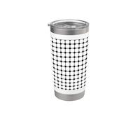 Modern Monochrome Geometric Art White Black Square Pattern Vaso térmico de acero inoxidable de doble pared