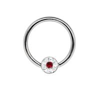 Modern Nature Piercing-Schmuck Anillo para los labios, BCR de 1,6 x 9 mm con placa epoxi, 4 mm de diámetro, 2,8 mm de plano, color rojo claro