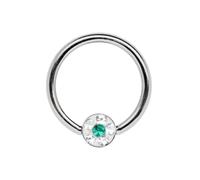 Modern Nature Piercing-Schmuck Anillo para los labios, BCR en 1,2 x 8 mm, con placa epoxi, 4 mm de diámetro, 2,8 mm de ancho, plano en color turquesa transparente