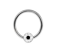 Modern Nature Piercing-Schmuck Anillo para los labios, BCR en 1,6 x 11 mm, con placa epoxi, 4 mm de diámetro, 2,8 mm de ancho, plano en color negro transparente