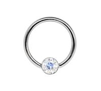 Modern Nature Piercing-Schmuck Anillo para los labios, BCR en 1,6 x 9 mm con placa epoxi, 4 mm de diámetro, 2,8 mm de plano, en azul claro