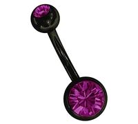 Modern Nature Piercing-Schmuck Perforación del Vientre Ombligo Banana Acero Negro 1,6 x 10 con 8 mm y 5mm Zirconia - Bola en Lila