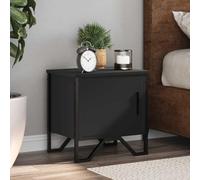 Modern Night Stand Black 40x30x40 cm, Engineered Wood Bedside Table with 2 Drawers & Metal Legs, Sturdy Surface for Bedroom, Living Room, Compact Storage Furniture