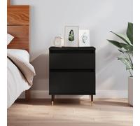 Modern Night Stand Black 40x35x50 cm, Plywood Bedside Table with Drawer & Storage Shelf, Sturdy Metal Legs for Bedroom, Living Room, Home Decor, Easy to Clean & Assemble