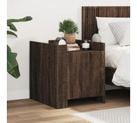 Modern Night Stand Brown Oak Engineered Wood 45x50x50 cm with Storage Shelf, Sturdy Bedside Table for Bedroom & Living Room, Easy to Clean & Assemble, MAX Load 60kg