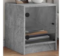 Modern Night Stands with Glass Doors 2 Pack Concrete Gray 35x37x42 cm Engineered Wood Bedside Table for Bedroom Storage Organizer with Stable Surface for Lamp Books