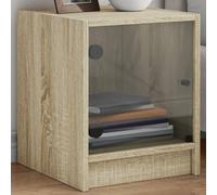 Modern Night Stands with Glass Doors 2 Pack Sonoma Oak 35x37x42 cm, Elegant Bedside Tables with Storage, Durable Engineered Wood, Stable Surface for Lamp & Books, Perfect for Bedroom Decor