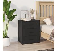 Modern Nightstand Black 50x36x60 cm with 3 Drawers, Plywood Bedside Table for Bedroom, Sturdy and Spacious Storage Furniture, Easy to Clean Surface, Classic Design for Home Decor