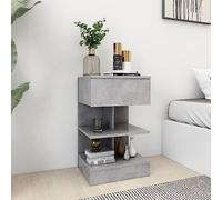 Modern Nightstand Concrete Gray 40x35x65 cm, Particle Board Bedside Table with Wall Anchor, Sturdy Compact End Table for Bedroom, Living Room, Office Storage