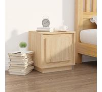 Modern Nightstand Oak Sonoma 44x35x45 cm - Plywood Bedside Table with Storage Door, Multi-Functional End Table for Bedroom, Living Room Study Smooth Surface, Durable & Moisture Resistant