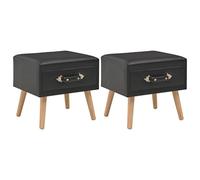 Modern Nightstand Set of 2, 40x35x40 cm, Black Faux Leather with Pine Wood, Bedside Table with Smooth Gliding Drawer, Sturdy & Elegant for Bedroom Decor