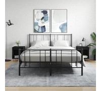Modern Nightstand Set of 2, Black Engineered Wood Bedside Table with Metal Legs, 40x35x50 cm, Sturdy & Spacious Storage for Bedroom, Living Room