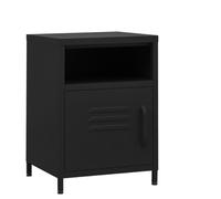 Modern Nightstand Set of 2, Black Steel Bedside Table with Open Shelf & Door, 35x35x51 cm, Space-Saving Storage for Bedroom, Living Room, Durable & Easy to Clean, Includes Wall Mounting Kit
