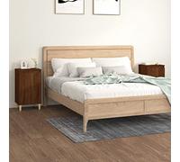 Modern Nightstand Set of 2, Brown Oak Finish Wood Bedside Tables with Storage Door, 40x35x70 cm, Sturdy Plywood & Solid Eucalyptus Legs for Bedroom Decor