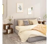 Modern Nightstand Set of 2, Brown Oak Plywood Bedside Tables with Open Storage Shelf, 50x30x51.5cm, Sturdy & Easy to Clean for Bedroom Decor