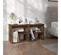 Modern Nightstand Set of 2, Brown Oak Plywood Bedside Tables with Storage Shelf, 40x30x40 cm, Sturdy & Space-Saving for Bedroom, Living Room