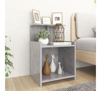 Modern Nightstand Set of 2, Concrete Gray Plywood Bedside Table with 3 Open Shelves, Sturdy Construction for Bedroom, Living Room, 40x35x60 cm