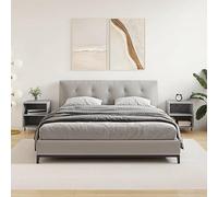 Modern Nightstand Set of 2, Concrete Gray Wood Bedside Tables with Storage Shelves, 40x30x50 cm, Sturdy Engineered Wood for Bedroom Decor, Easy Assembly