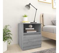 Modern Nightstand Set of 2, Engineered Wood Bedside Table with Drawer & Shelf, Sonoma Gray Finish, 40x40x50cm, Sturdy & Space-Saving for Bedroom, Living Room