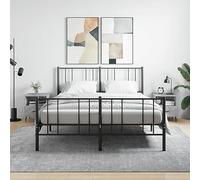 Modern Nightstand Set of 2, Engineered Wood Bedside Table with Storage Drawer, Concrete Gray Finish, 40x35x47.5cm for Bedroom, Living Room, Metal Legs, Sturdy & Spacious