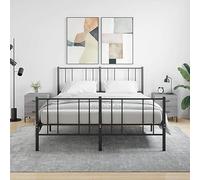 Modern Nightstand Set of 2, Engineered Wood Bedside Tables with Drawers, Sonoma Gray Finish, 40x35x47.5 cm, Metal Legs for Stability, Stylish Storage for Bedroom or Living Room