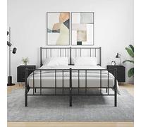 Modern Nightstand Set of 2, Engineered Wood Black Bedside Table with Drawers & Metal Legs, 40x35x47.5 cm for Bedroom, Living Room, Home Decor Storage Solution